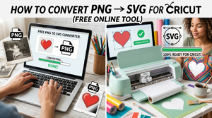 PNG to SVG converter for Cricut tutorial showing how to convert image files for Cricut Design Space